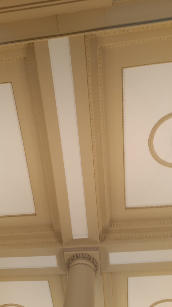 close up egg dart ceiling restoration